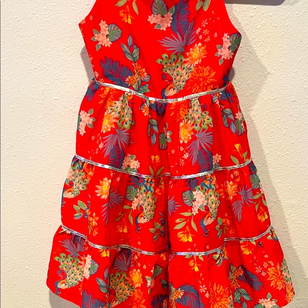 Girls Peek Tiered midi Dress strappy glitzy rainbowcore Barbiecore party holiday - Picture 5 of 10